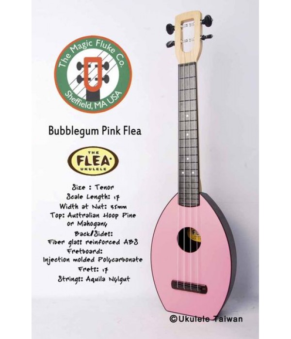 【台灣烏克麗麗 專門店】Flea 瘋狂跳蚤全面侵台! Bubblegum pink Flea ukulele 26吋 美國原廠製造 (附琴袋+調音器+教材)